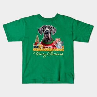 Merry Christmas Great Dane Kids T-Shirt